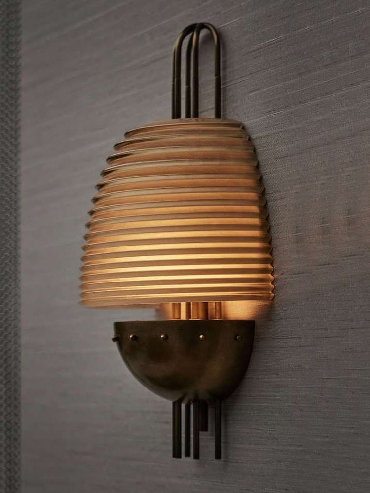 Brys Industrieel Geribbeld Messing Wandlamp