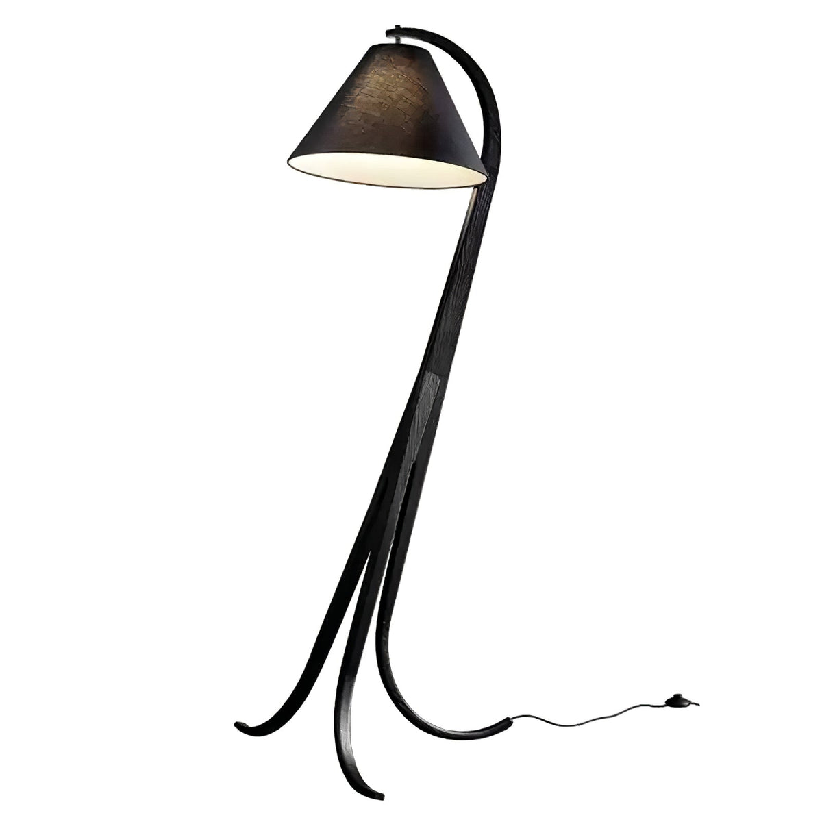 Udorila gebogen houten vloerlamp