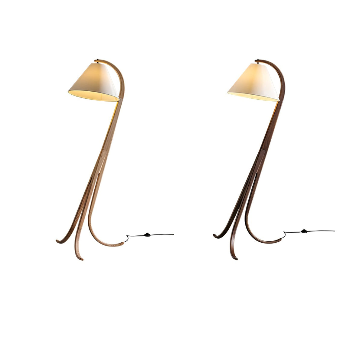 Udorila gebogen houten vloerlamp