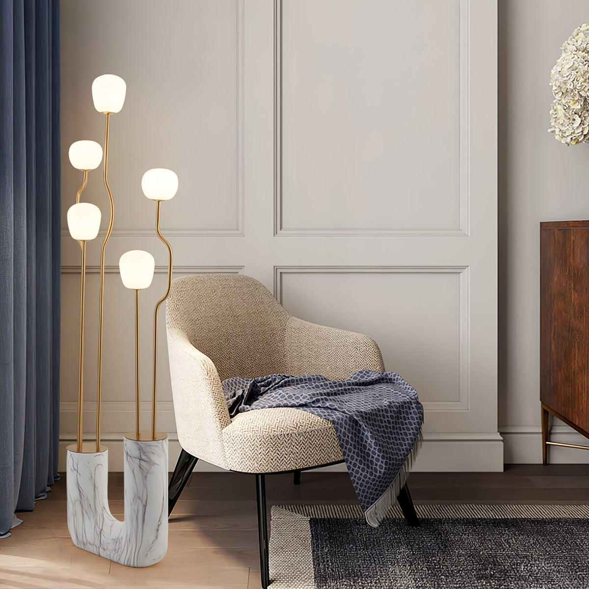 Lumon vloerlamp in marmer en messing, modern