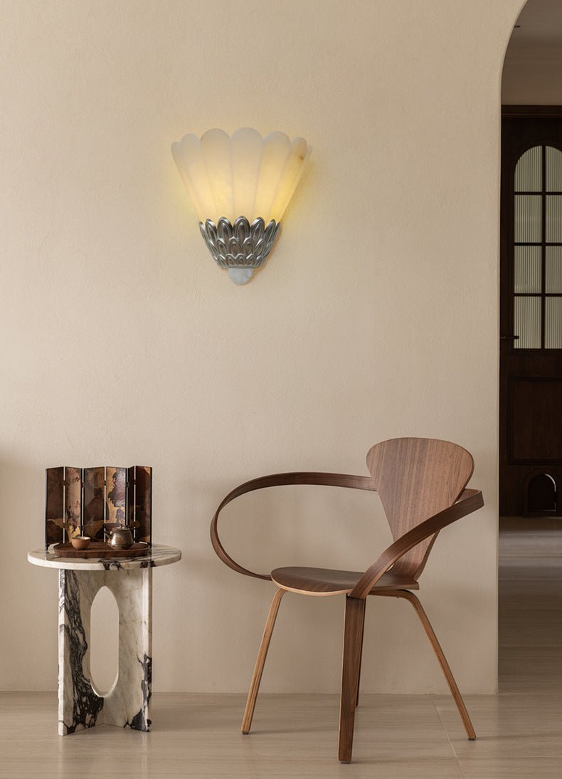 Marbe Vintage Albast Bloemblaad wandlamp