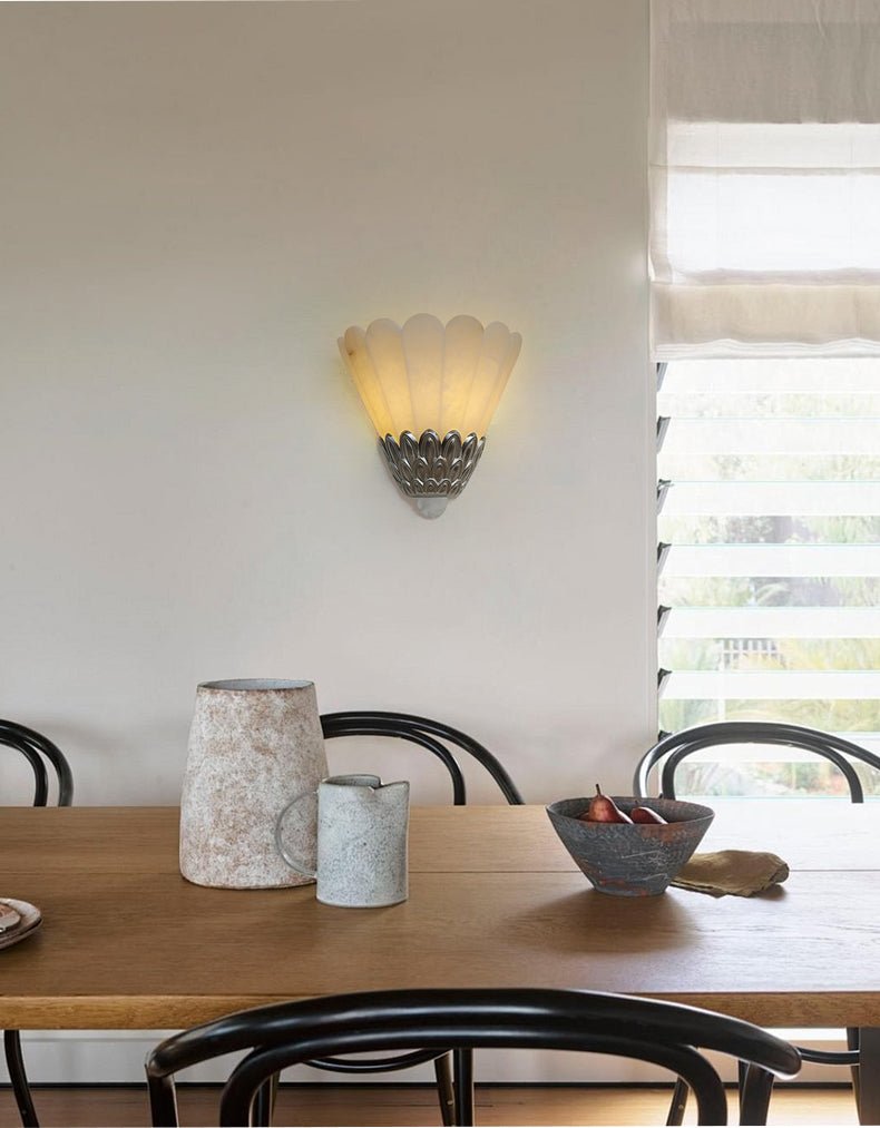 Marbe Vintage Albast Bloemblaad wandlamp