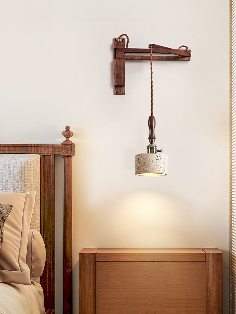 Sven Moderne wandlamp van travertin in geel