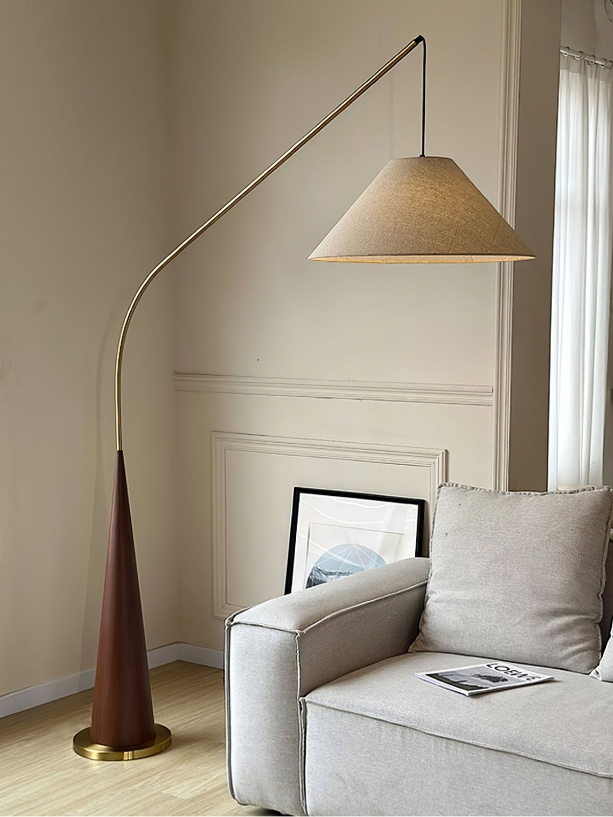 Uriah Minimalistische vloerlamp met stoffen kap