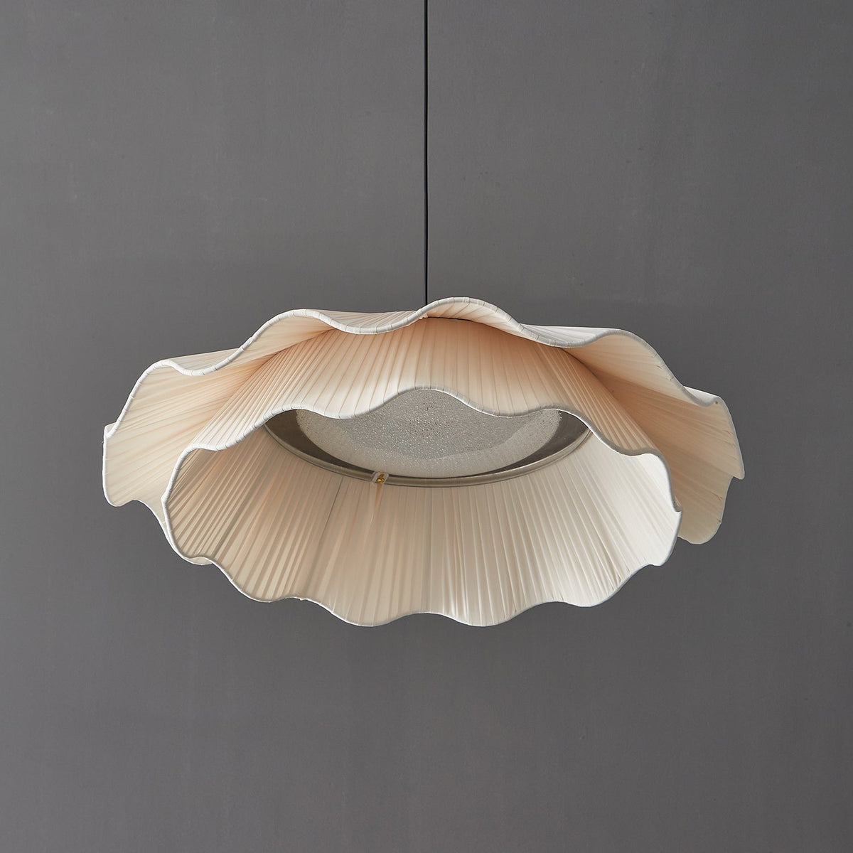 Ellorel elegantie Wave messing hanglamp met stoffen kap
