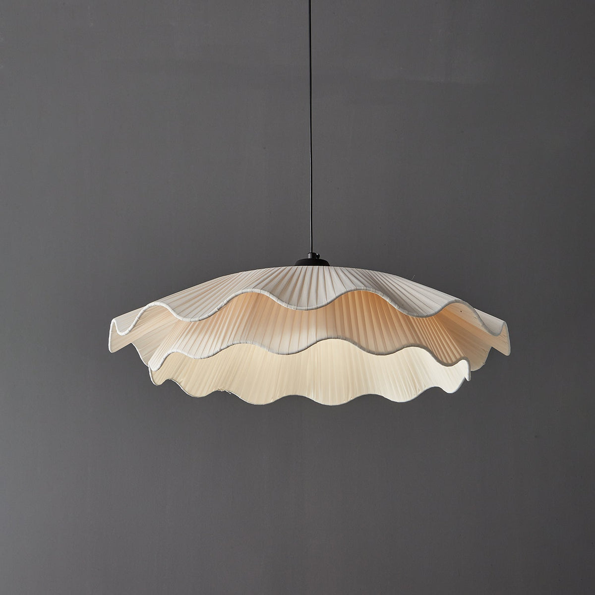 Ellorel elegantie Wave messing hanglamp met stoffen kap