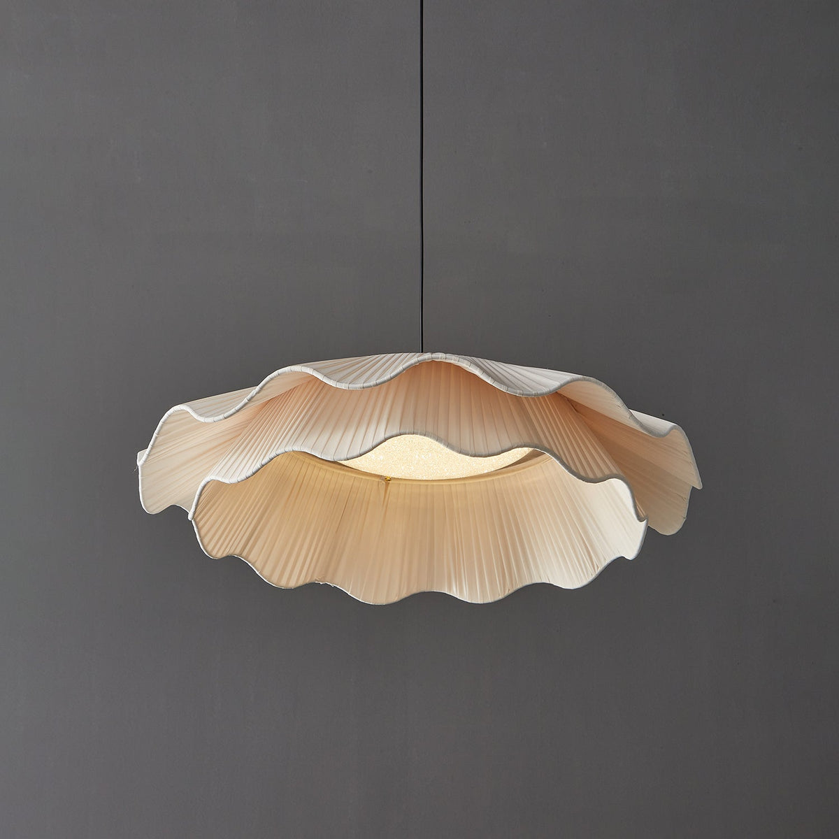 Ellorel elegantie Wave messing hanglamp met stoffen kap