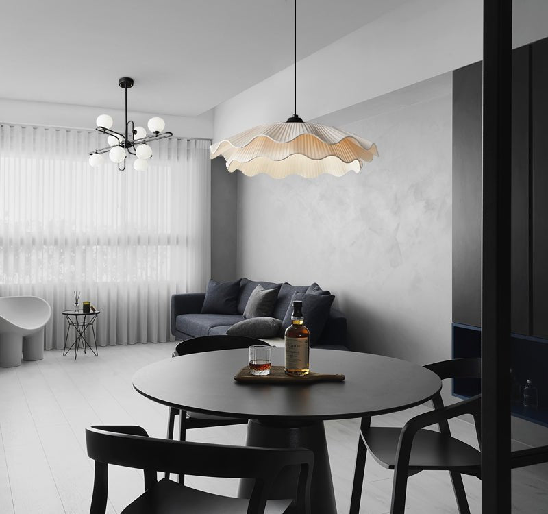 Ellorel elegantie Wave messing hanglamp met stoffen kap