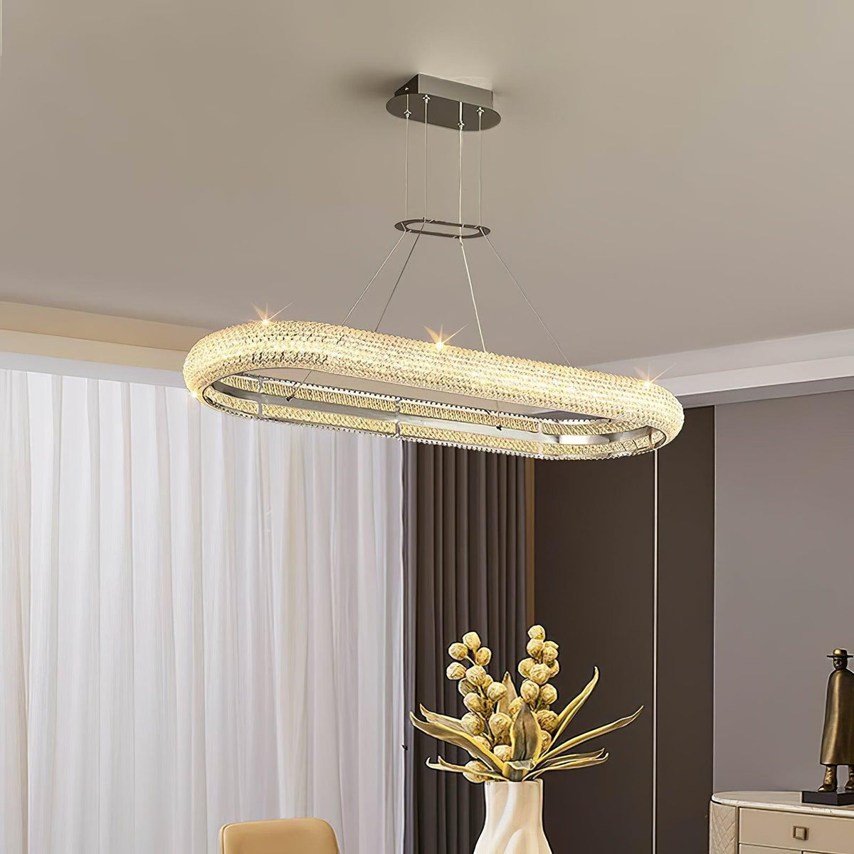 Vazorora Moderne Kroonluchter met Kristalring in Minimalistisch Design