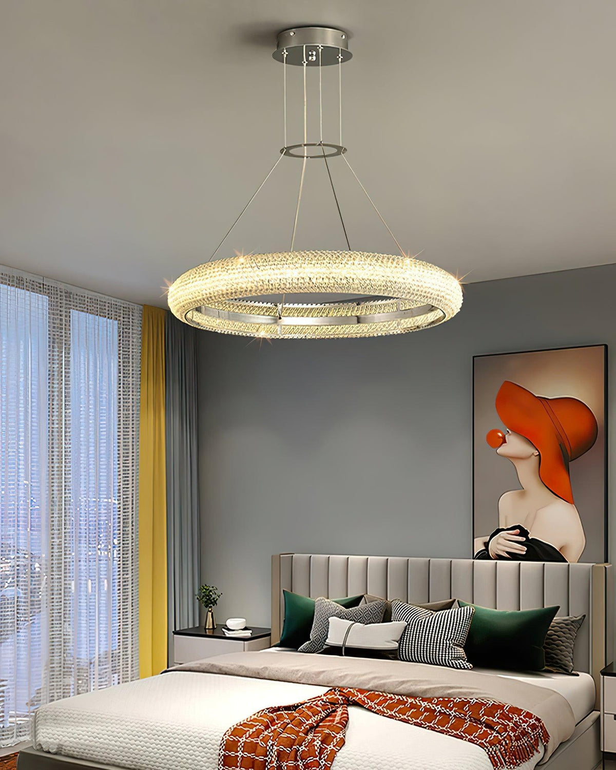 Vazorora Moderne Kroonluchter met Kristalring in Minimalistisch Design