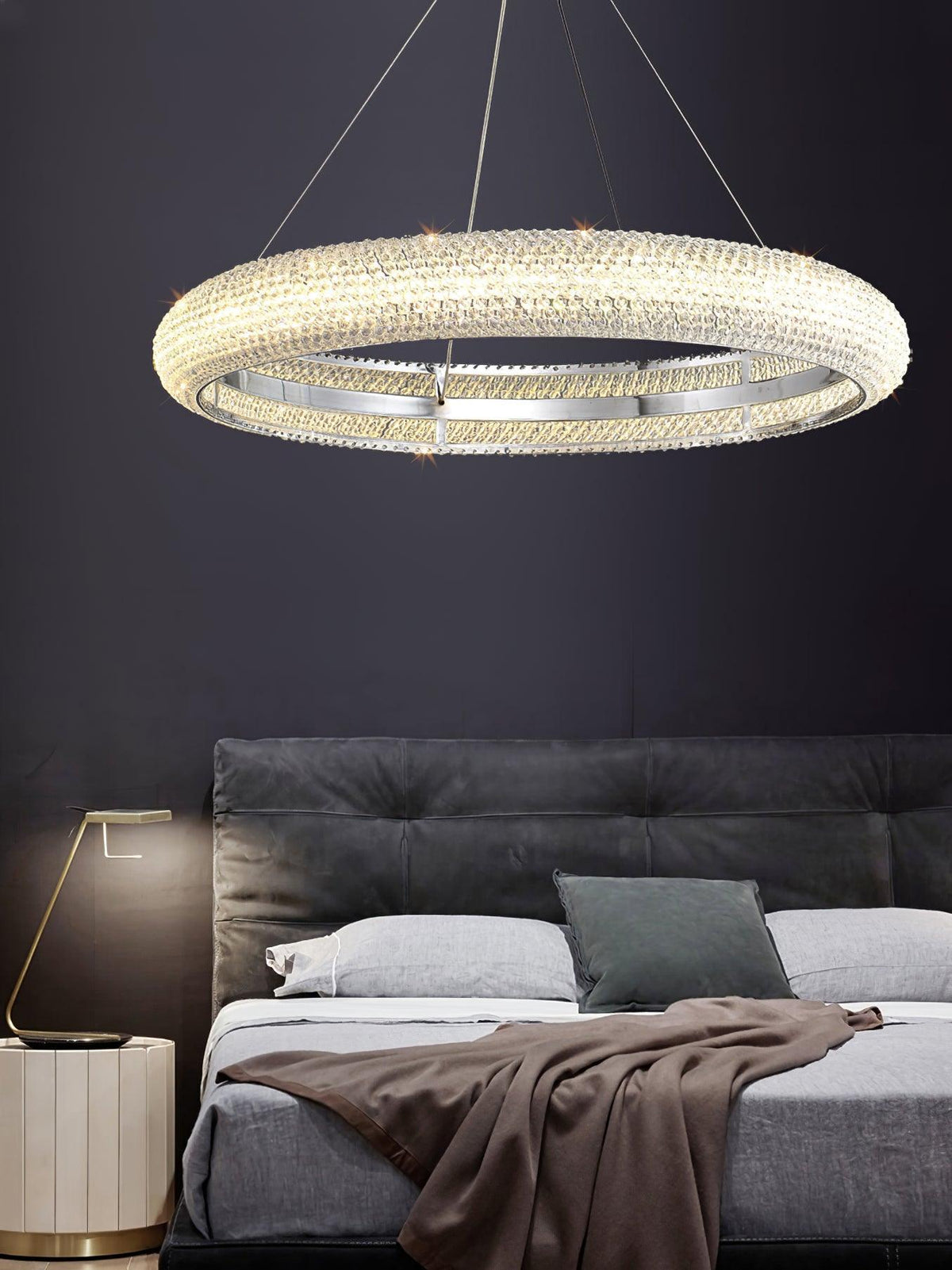 Vazorora Moderne Kroonluchter met Kristalring in Minimalistisch Design