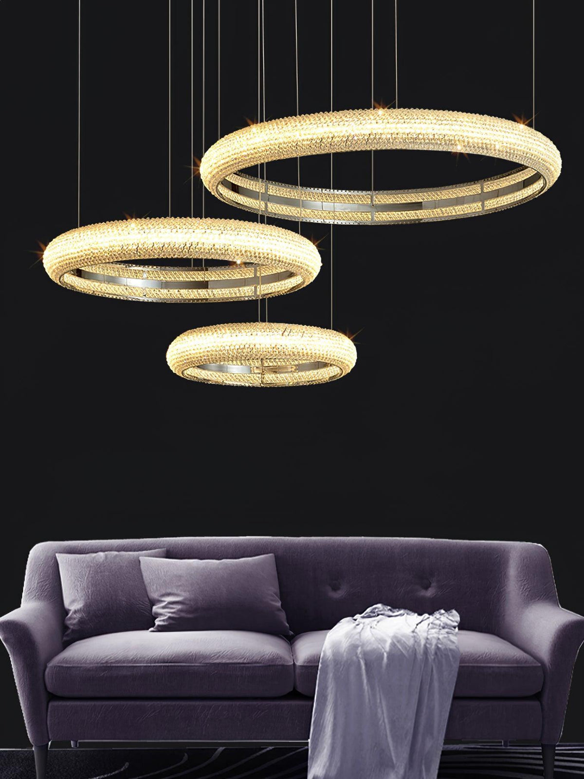 Vazorora Moderne Kroonluchter met Kristalring in Minimalistisch Design