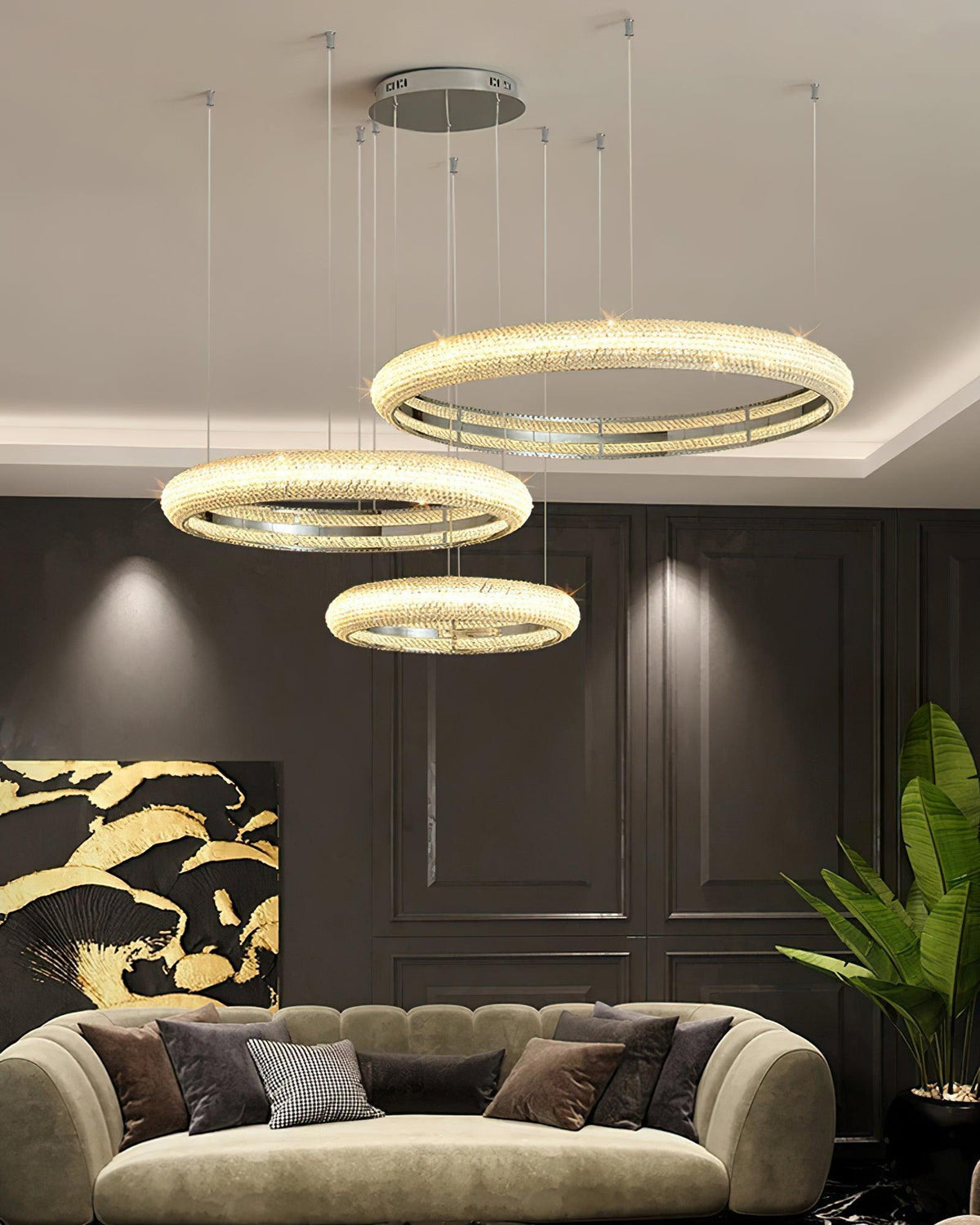 Vazorora Moderne Kroonluchter met Kristalring in Minimalistisch Design