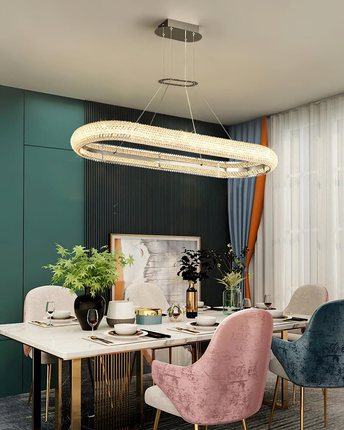 Vazorora Moderne Kroonluchter met Kristalring in Minimalistisch Design