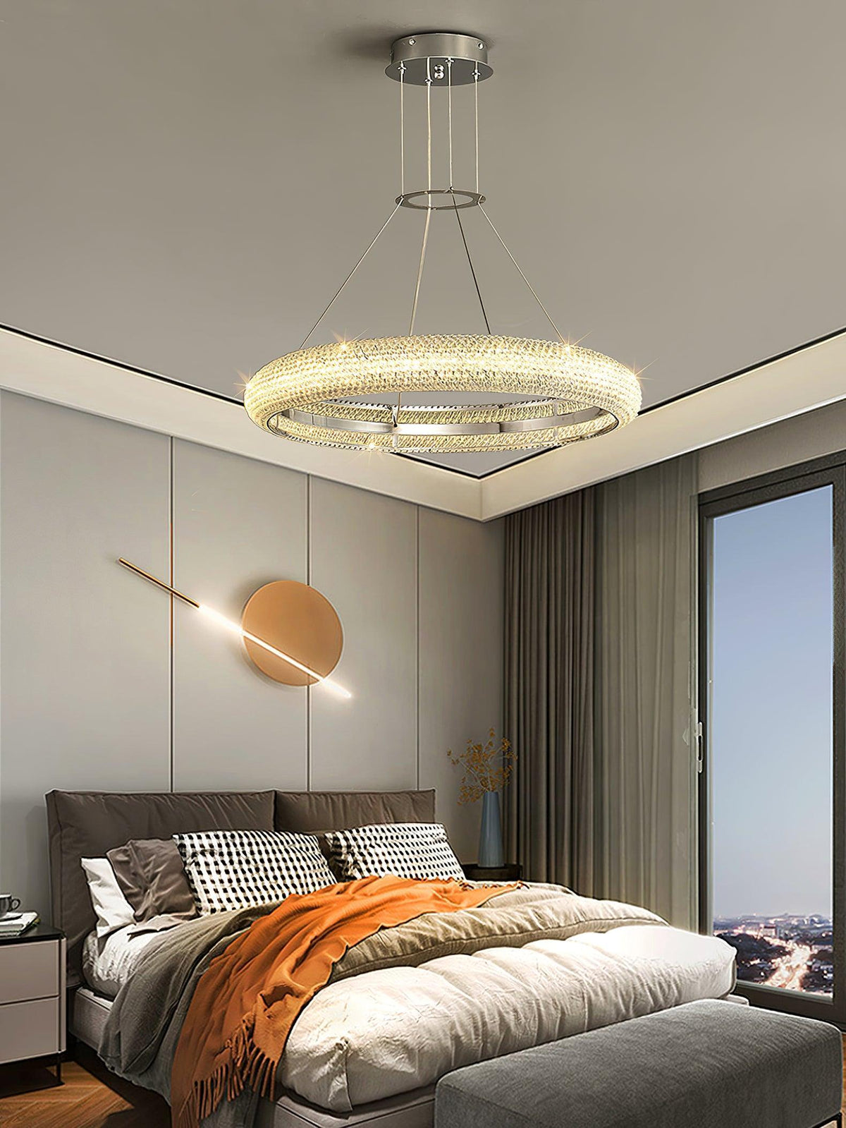 Vazorora Moderne Kroonluchter met Kristalring in Minimalistisch Design