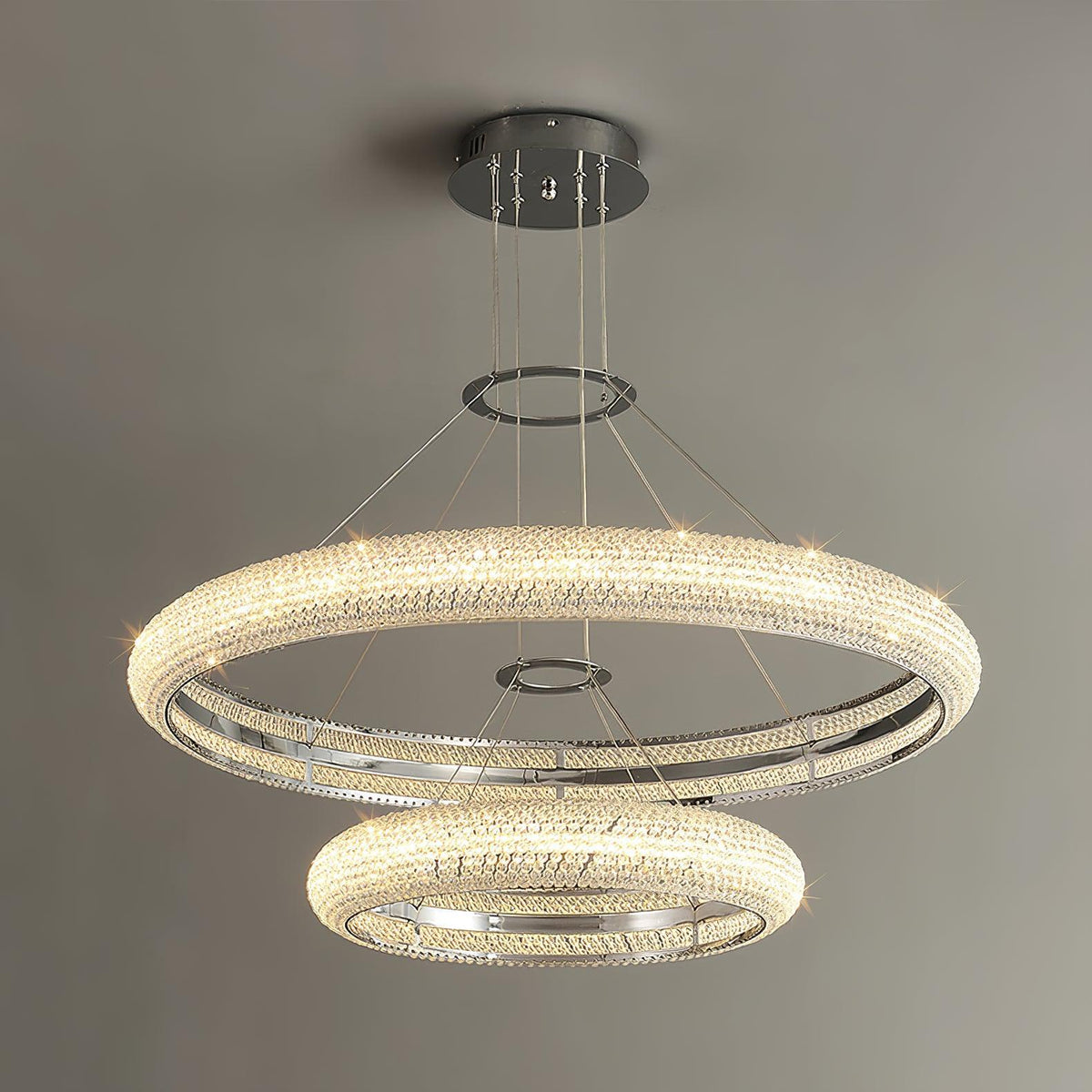 Vazorora Moderne Kroonluchter met Kristalring in Minimalistisch Design