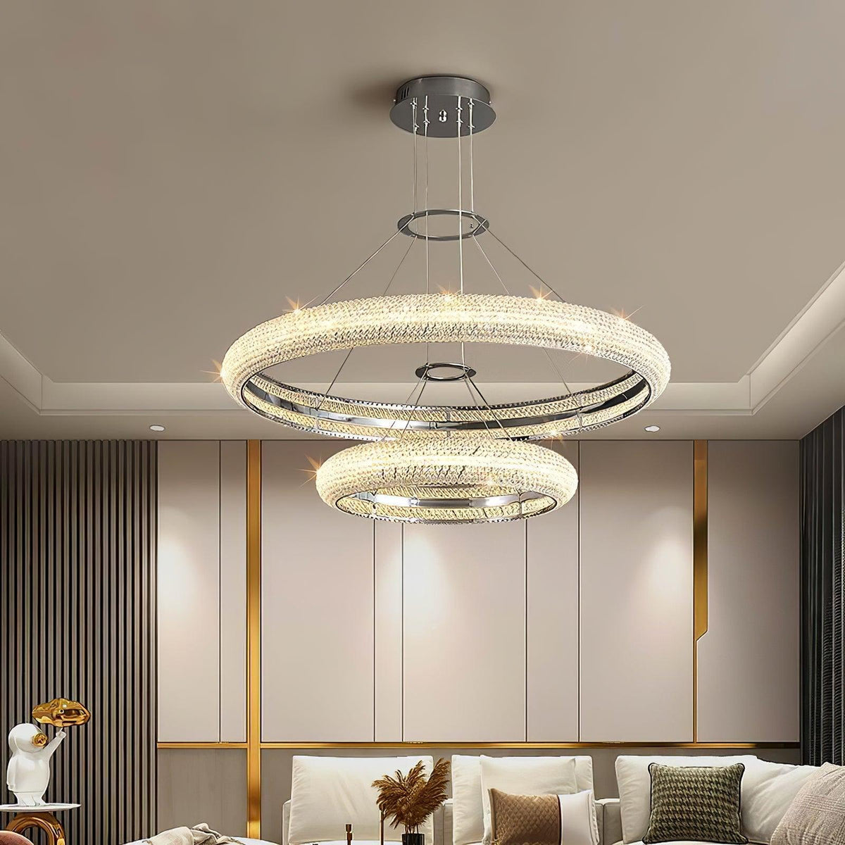 Vazorora Moderne Kroonluchter met Kristalring in Minimalistisch Design