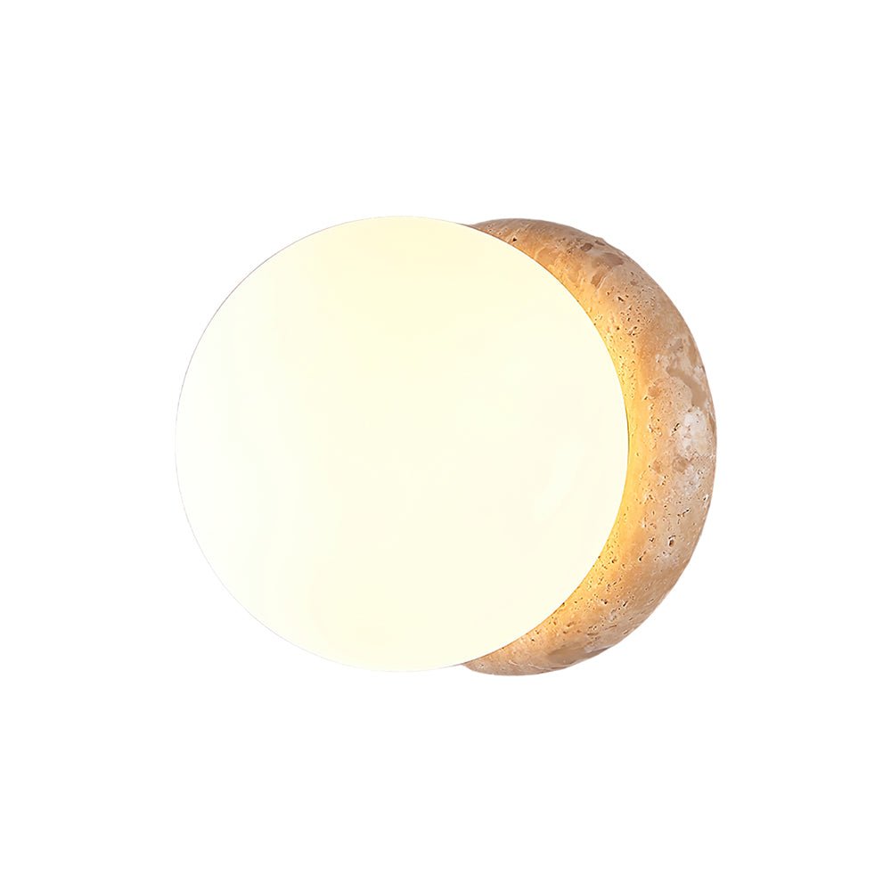 Taverelia ronde plaat wandlamp in geel travertin