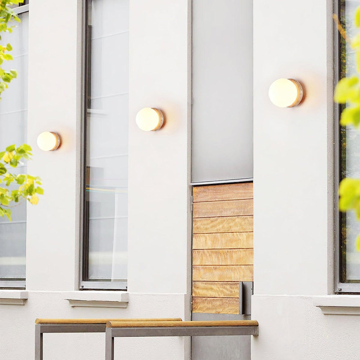 Taverelia ronde plaat wandlamp in geel travertin