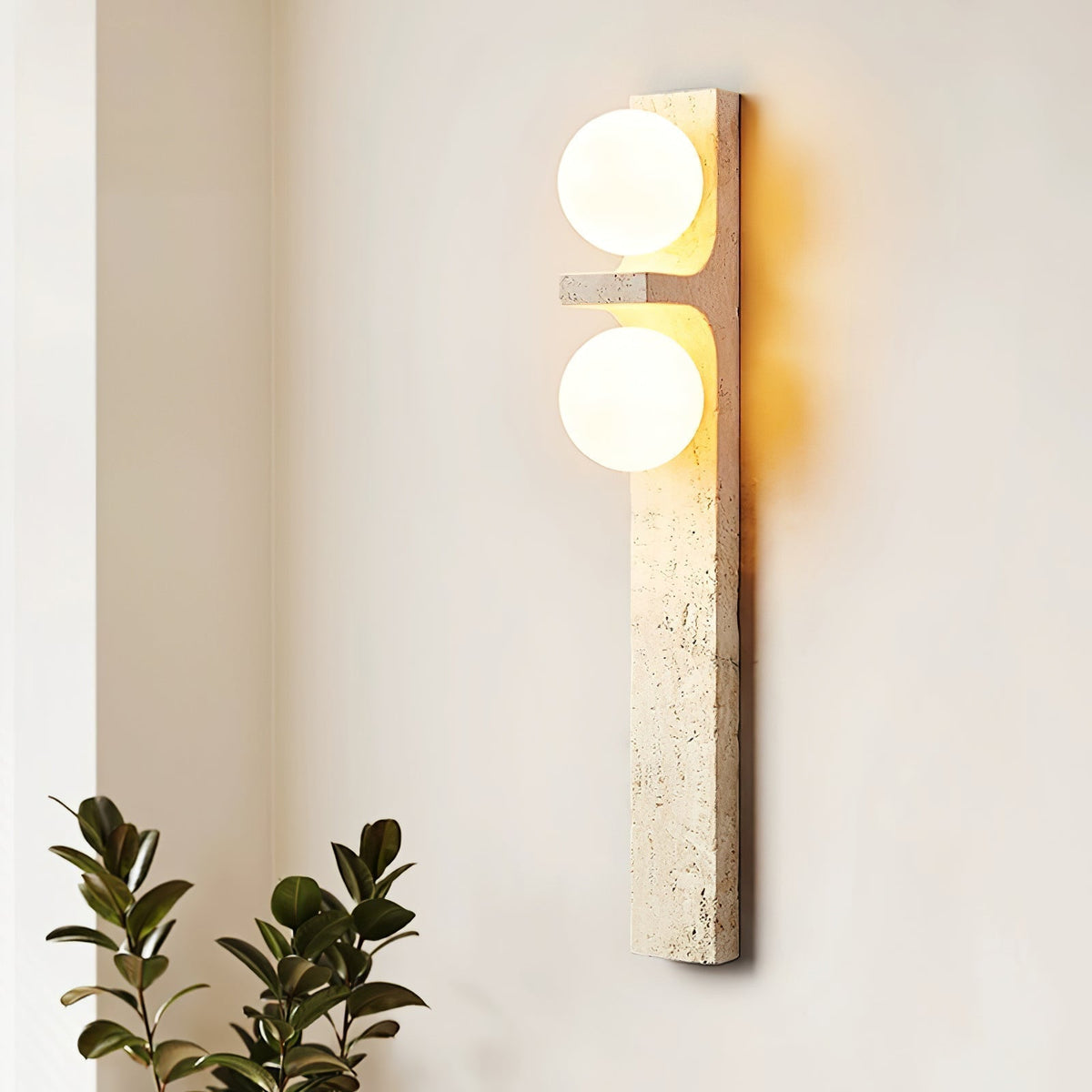 Cassiopeia wandlamp in geel travertin