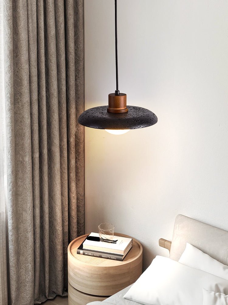 Zenk Zwarte travertin koepelvormige hanglamp