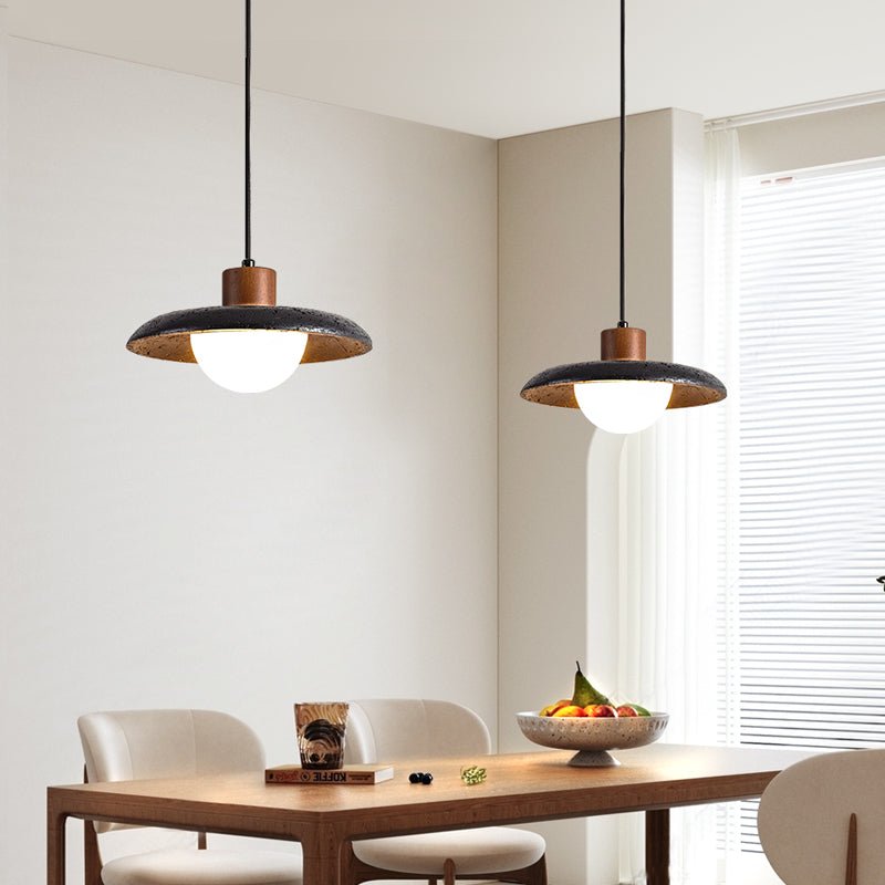 Zenk Zwarte travertin koepelvormige hanglamp