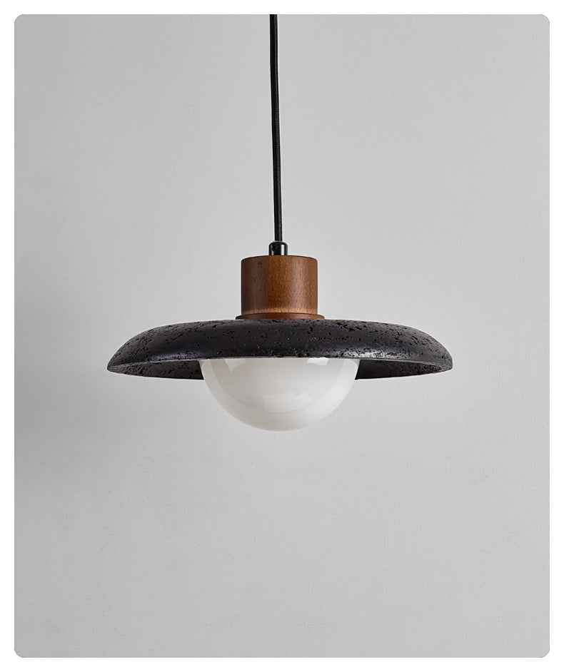 Zenk Zwarte travertin koepelvormige hanglamp