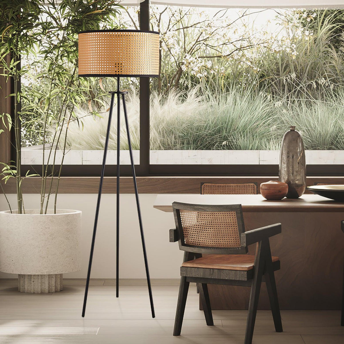 Trio Vintage Bamboe vloerlamp