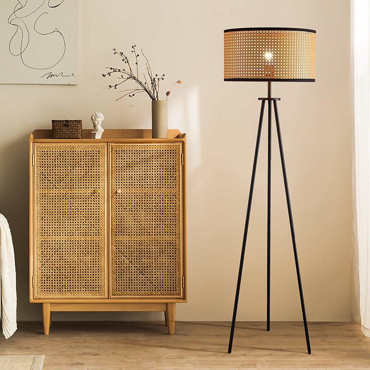 Trio Vintage Bamboe vloerlamp