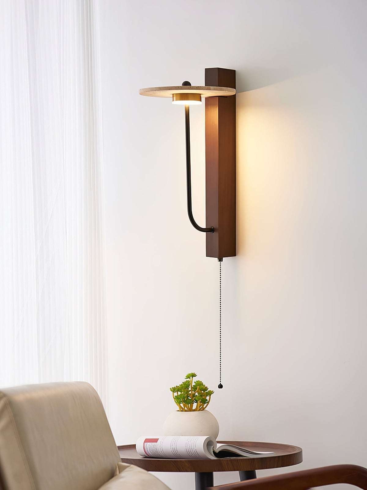Viphayra Leverarm wandlamp travertin