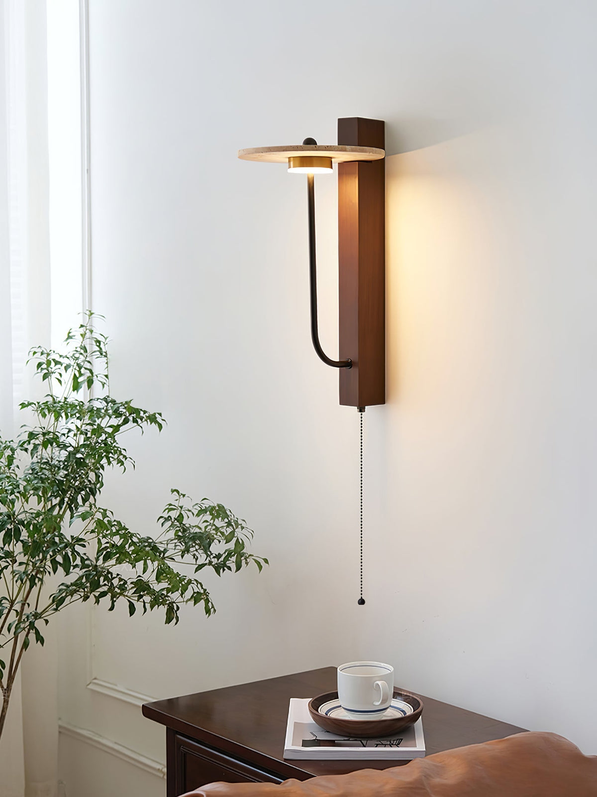 Viphayra Leverarm wandlamp travertin