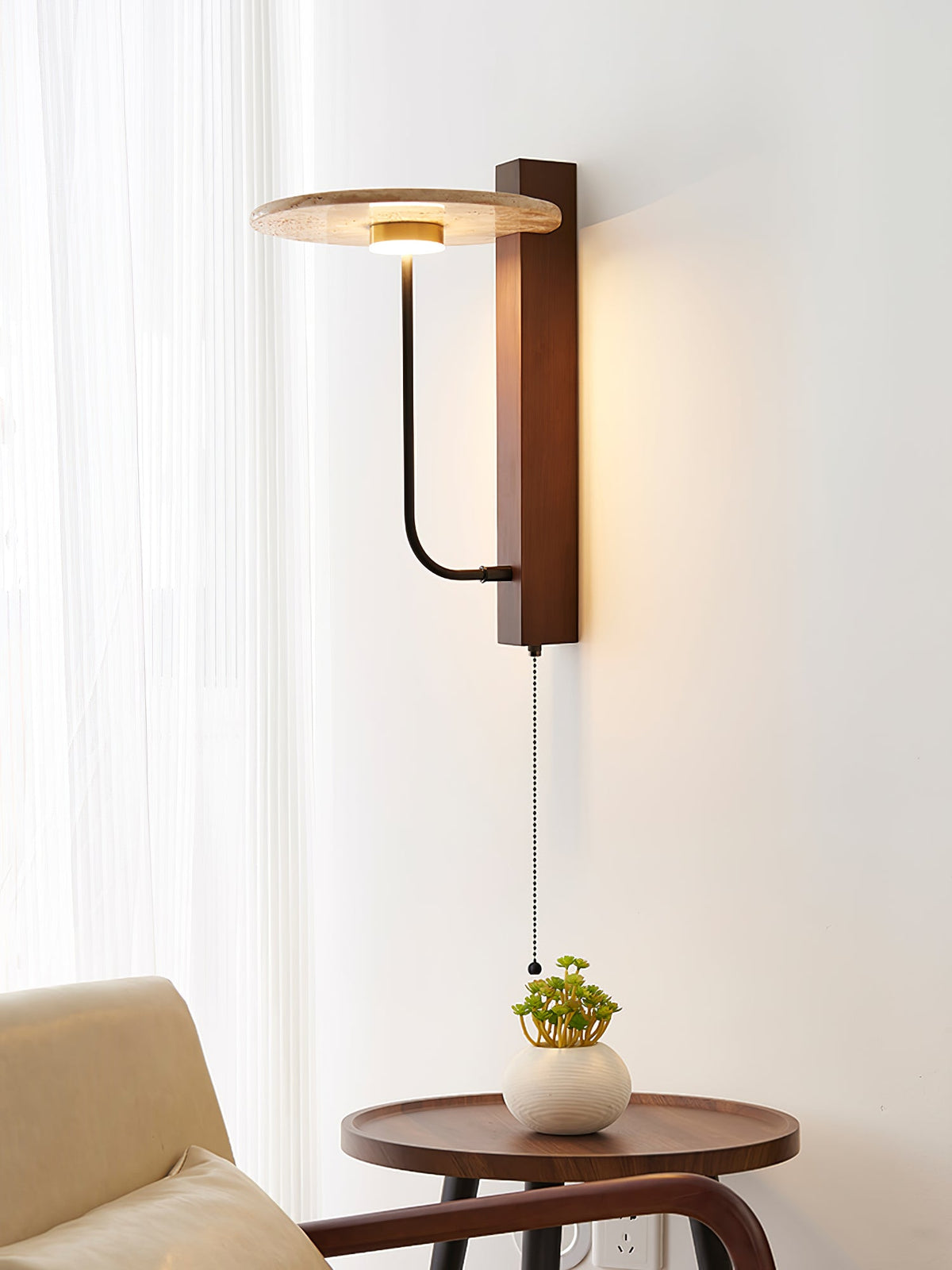 Viphayra Leverarm wandlamp travertin