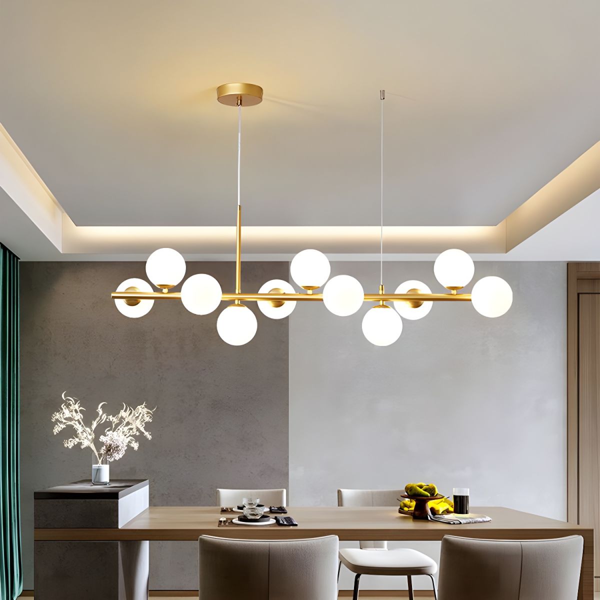 Lioroora kroonluchter met glazen bol goudkleurige afwerking 12-Light