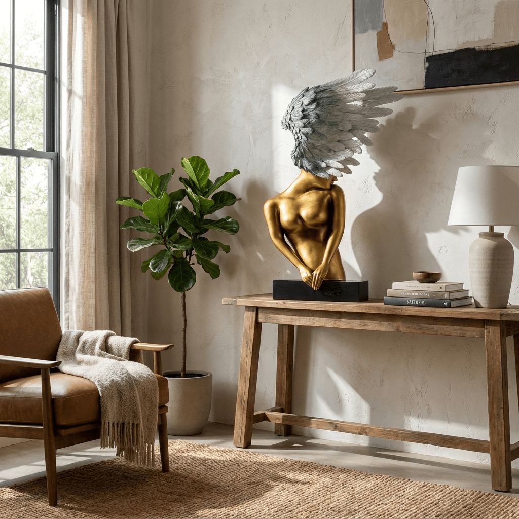 Caelvian tafellamp met vleugelsculptuur