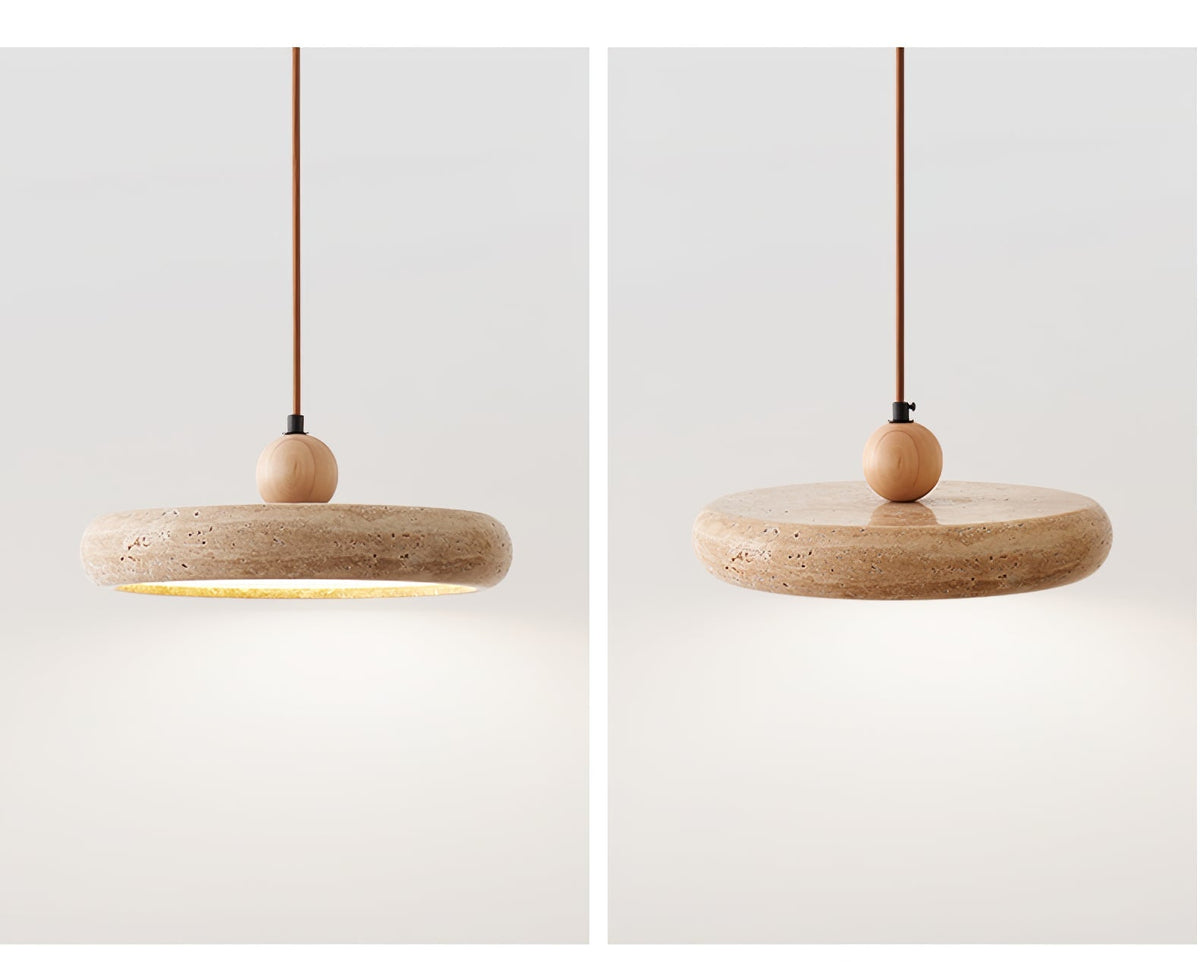 Noraraine Minimalistische hanglamp van geel travertin