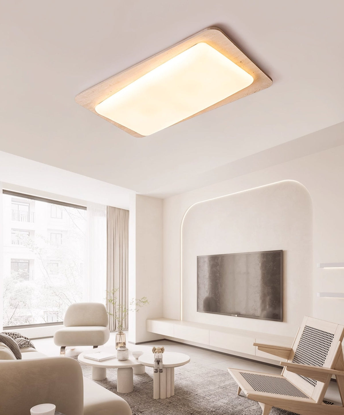 Seranina plafondlamp in geel travertin