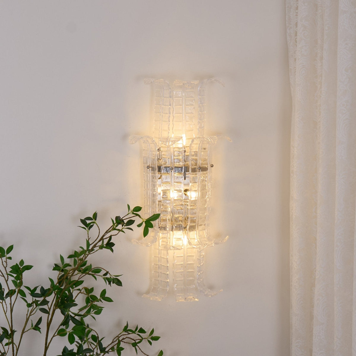 Celearia wandlamp Helder Murano-glaspaneel Geometrisch