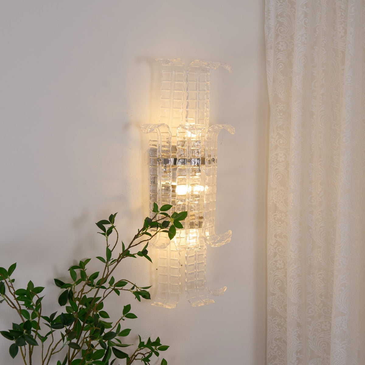 Celearia wandlamp Helder Murano-glaspaneel Geometrisch