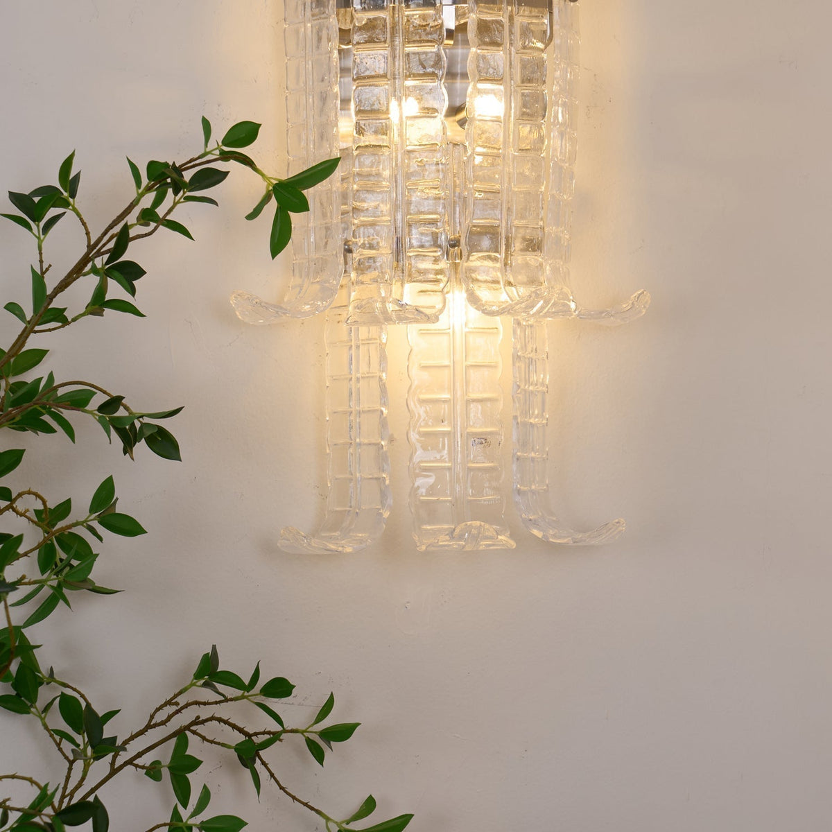 Celearia wandlamp Helder Murano-glaspaneel Geometrisch