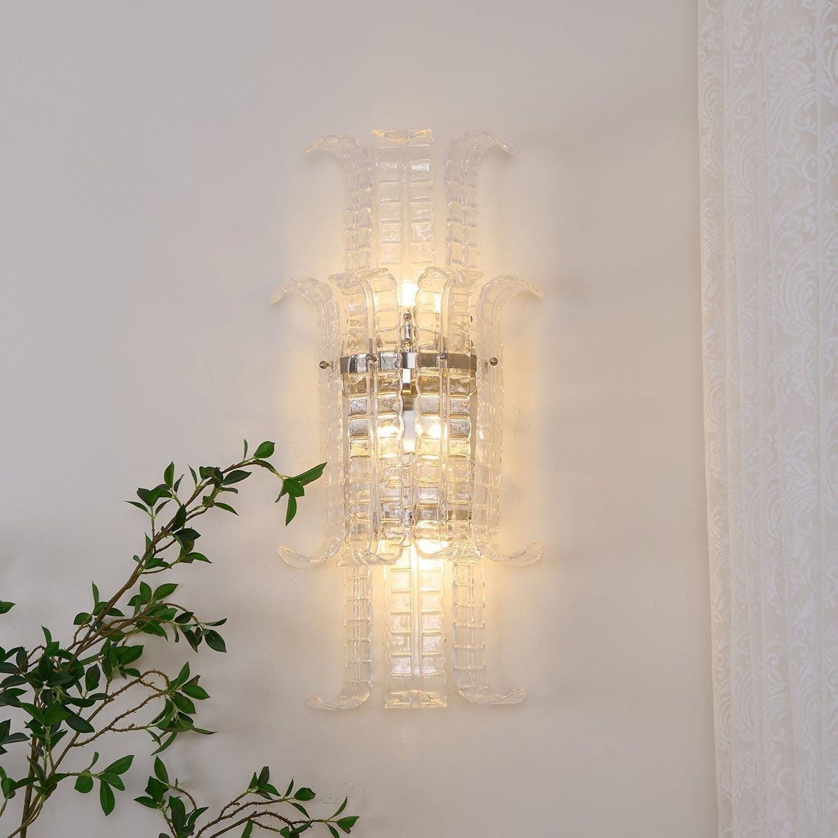 Celearia wandlamp Helder Murano-glaspaneel Geometrisch