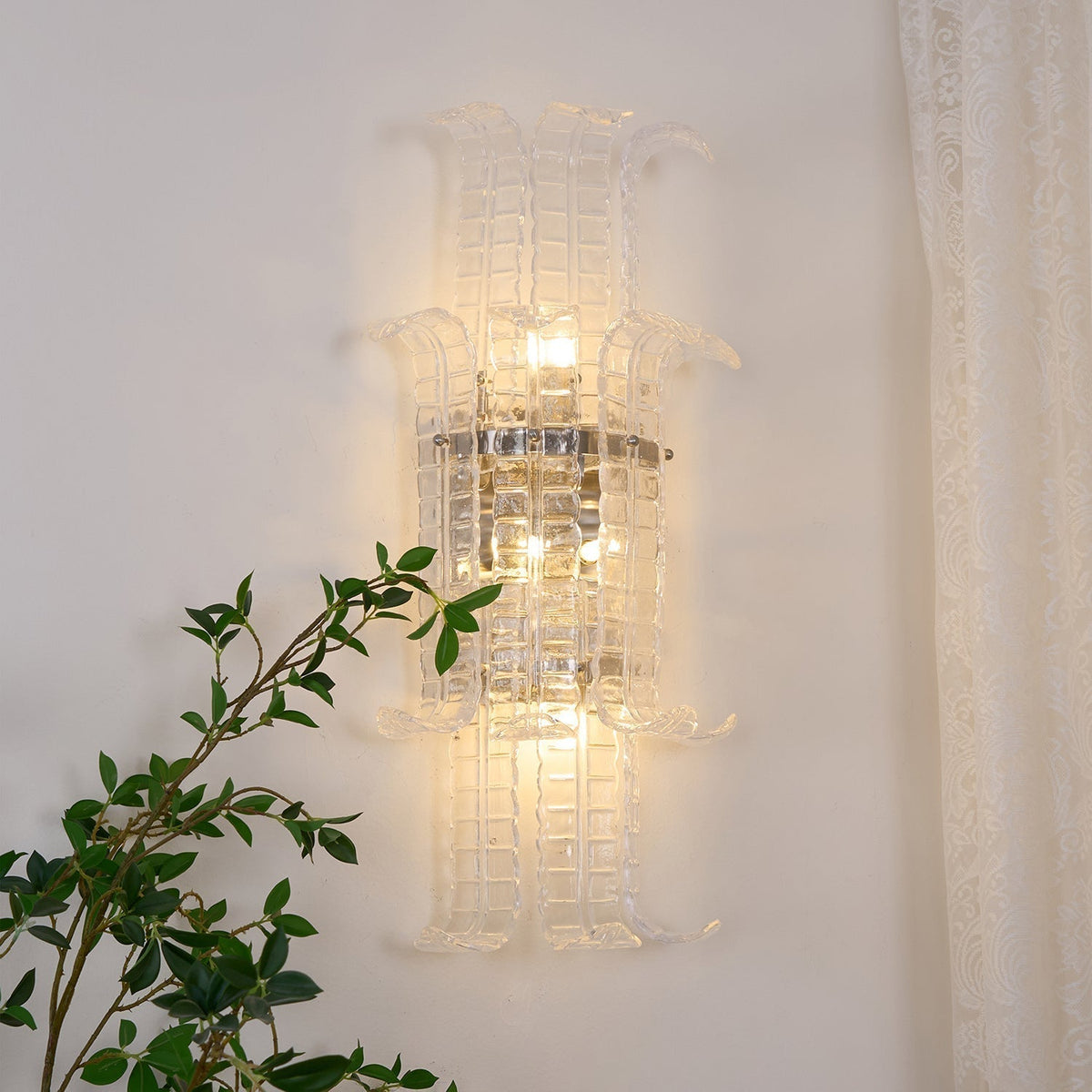 Celearia wandlamp Helder Murano-glaspaneel Geometrisch