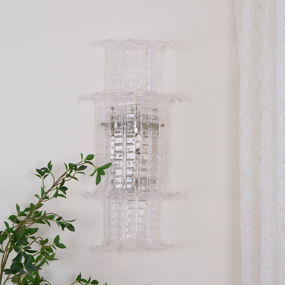 Celearia wandlamp Helder Murano-glaspaneel Geometrisch