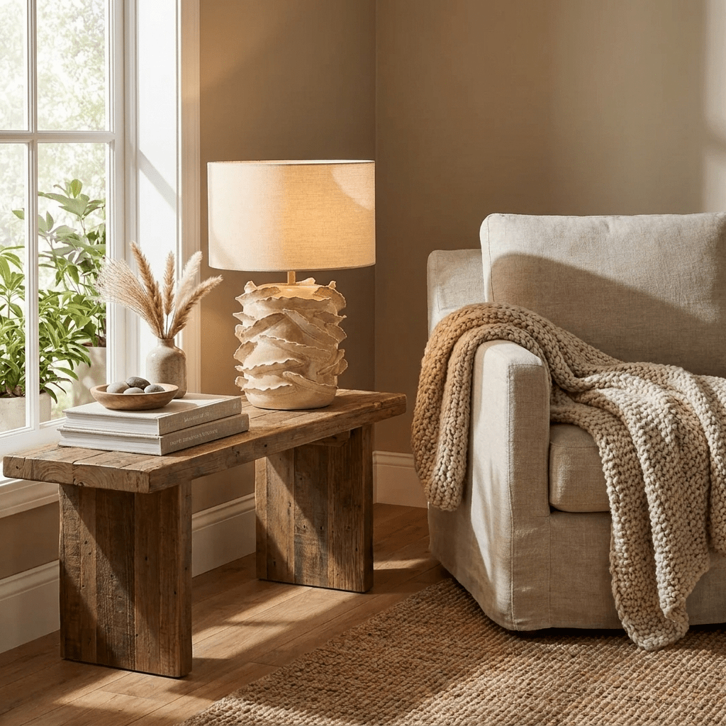 Rosalinde keramische tafellamp in beige