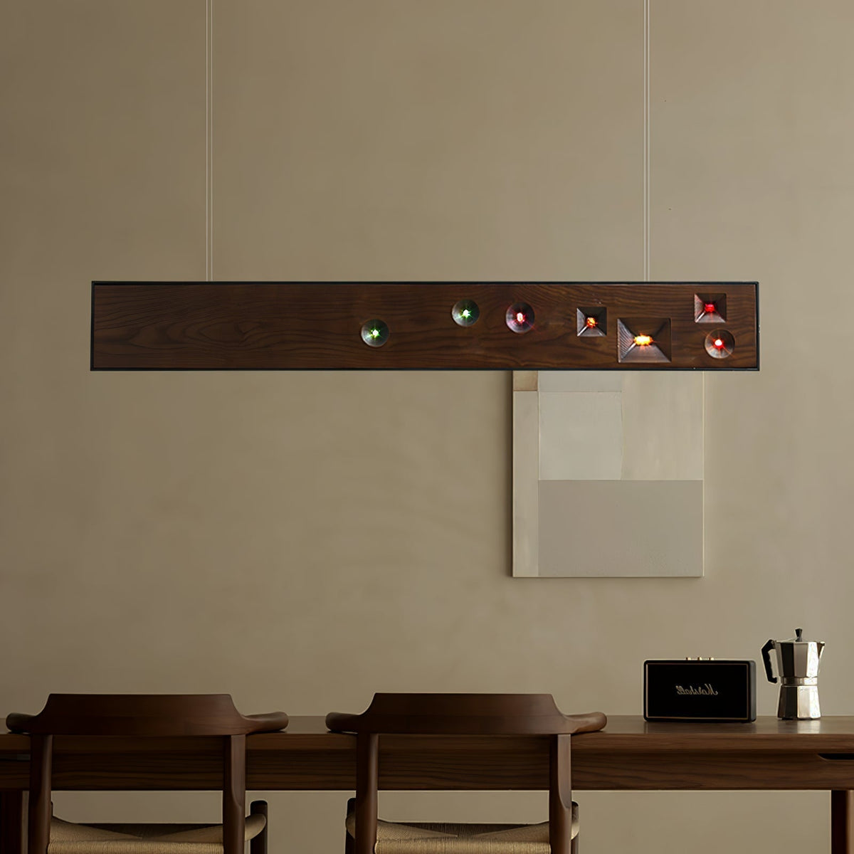Elvorora hanglamp hout edelsteen lineaire LED
