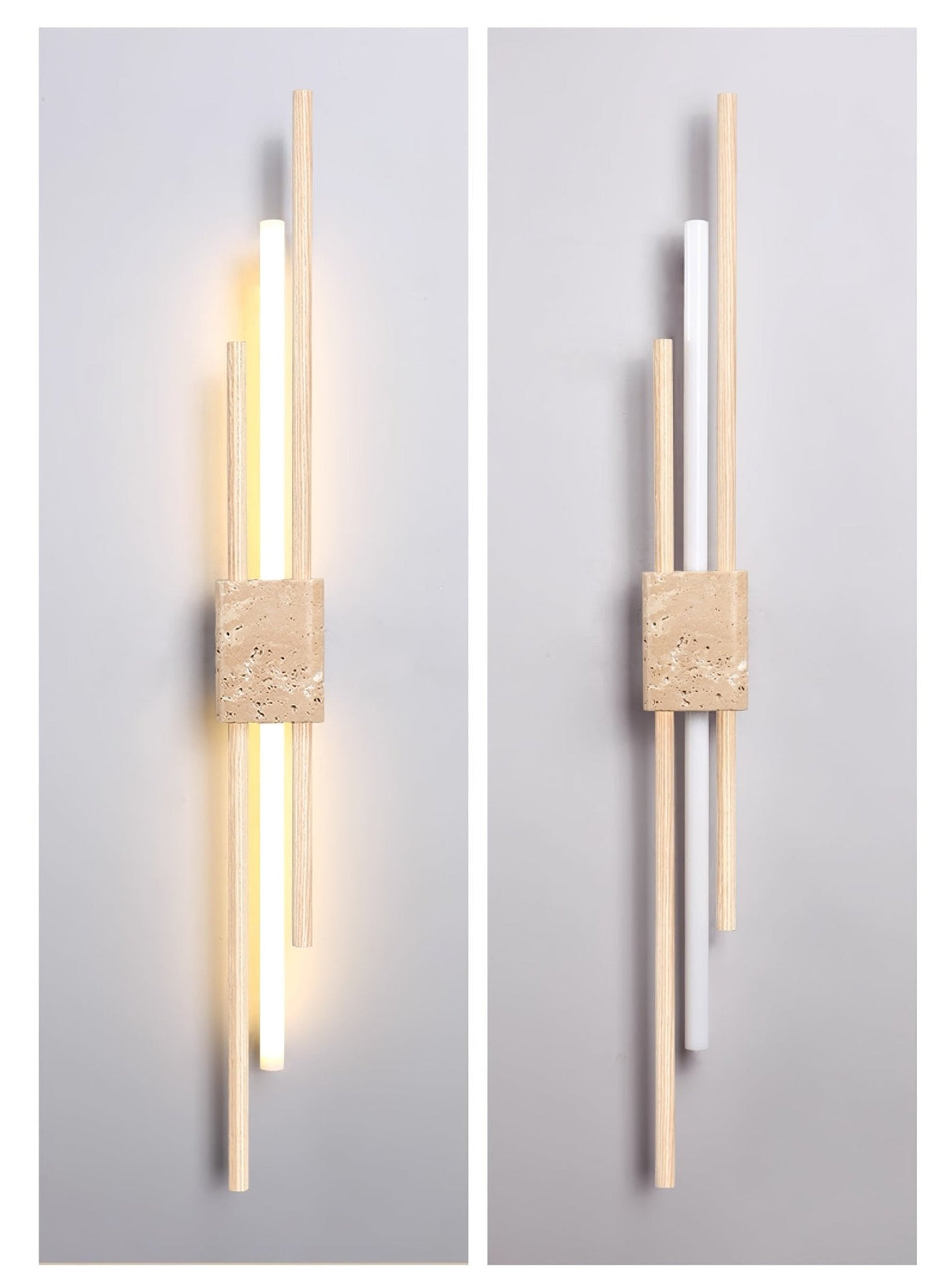 Eden Terra wandlamp in walnootkleur & geel travertin