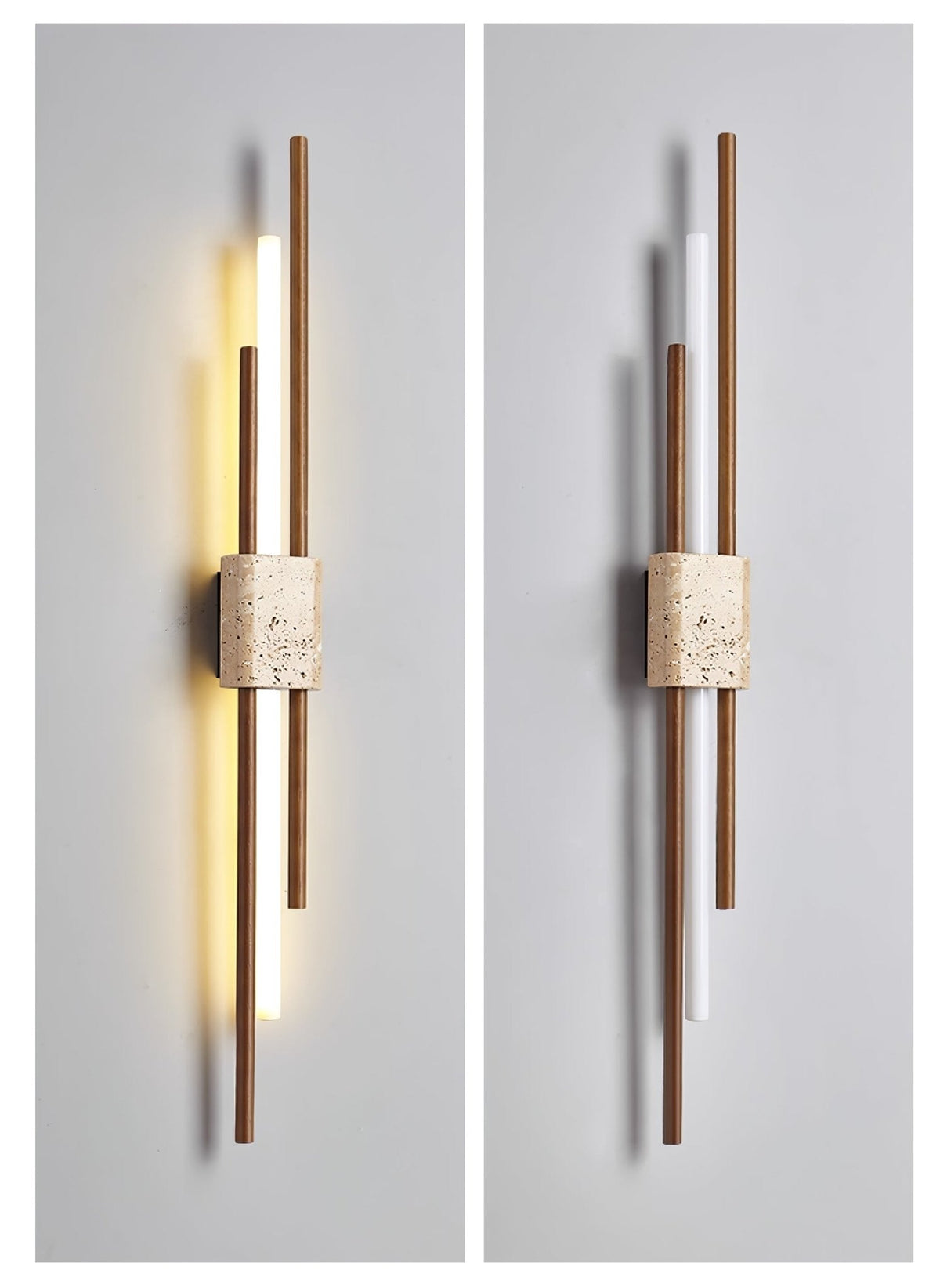 Eden Terra wandlamp in walnootkleur & geel travertin
