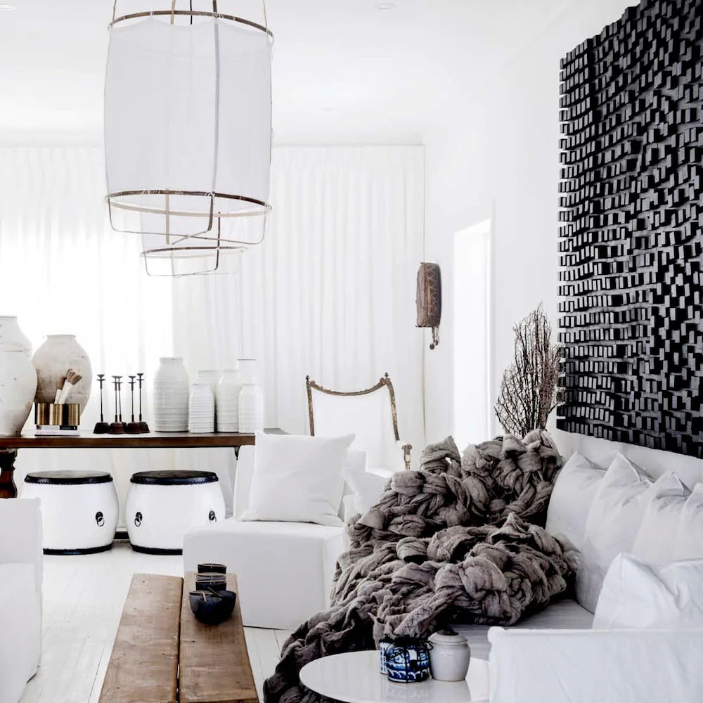Arioelia hanglamp met bamboe lampenkap voor de woonkamer