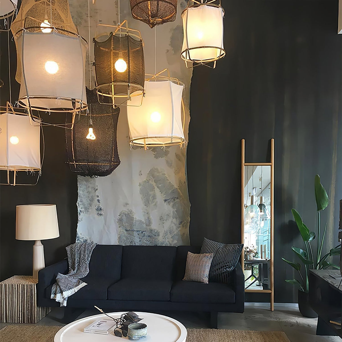 Arioelia hanglamp met bamboe lampenkap voor de woonkamer