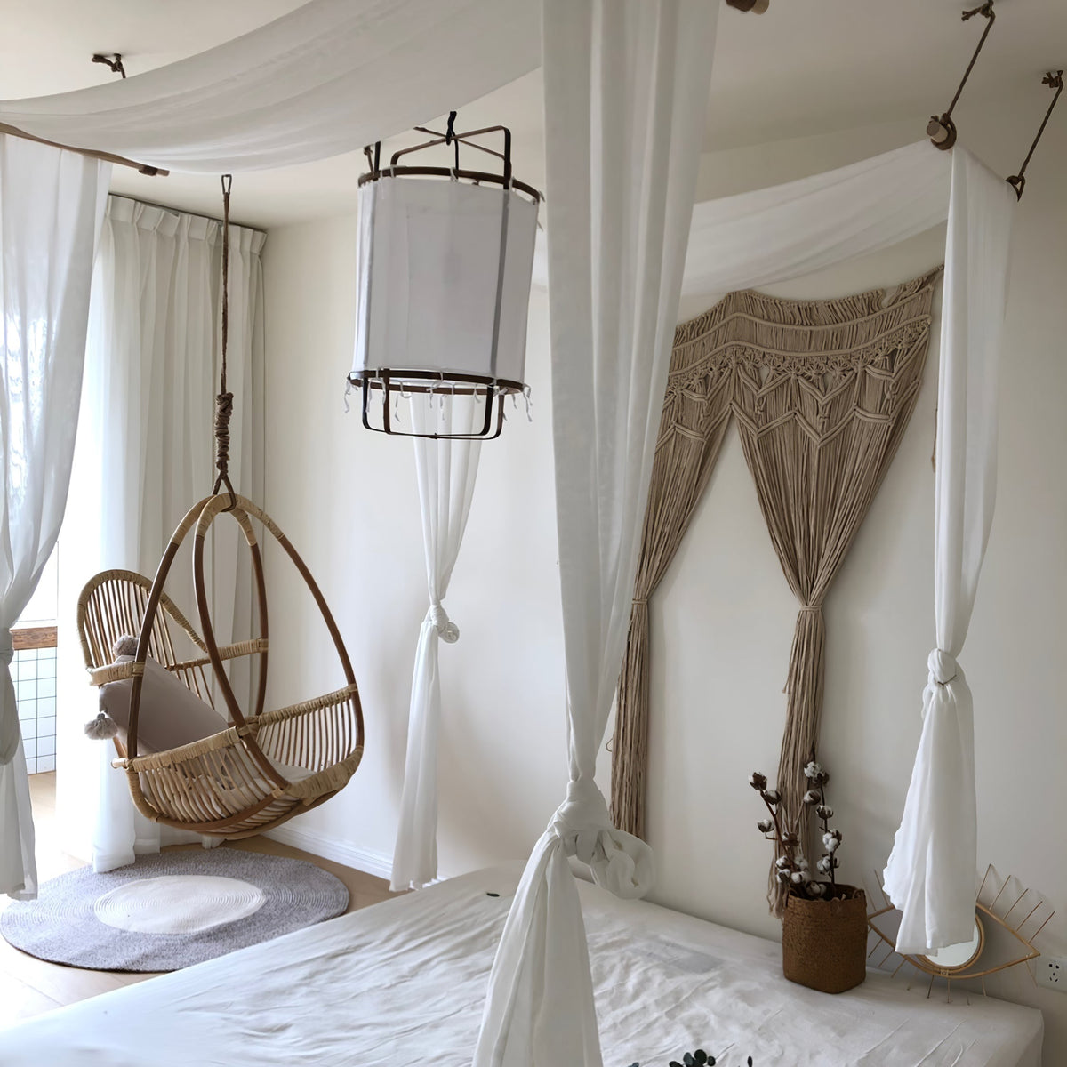 Arioelia hanglamp met bamboe lampenkap voor de woonkamer