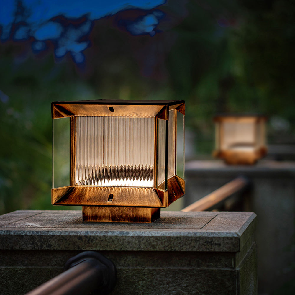 Riley Modern Retro LED Buitenlamp Zwart Goud Metaal Glas Buiten